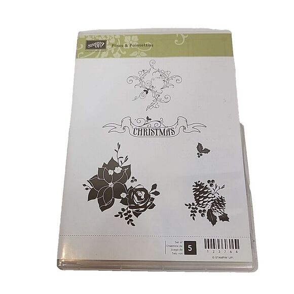 Stampin' Up! PINES & POINSETTIAS Stamp Set of 5 123764‎ Pine Cones Christmas - Picture 1 of 4